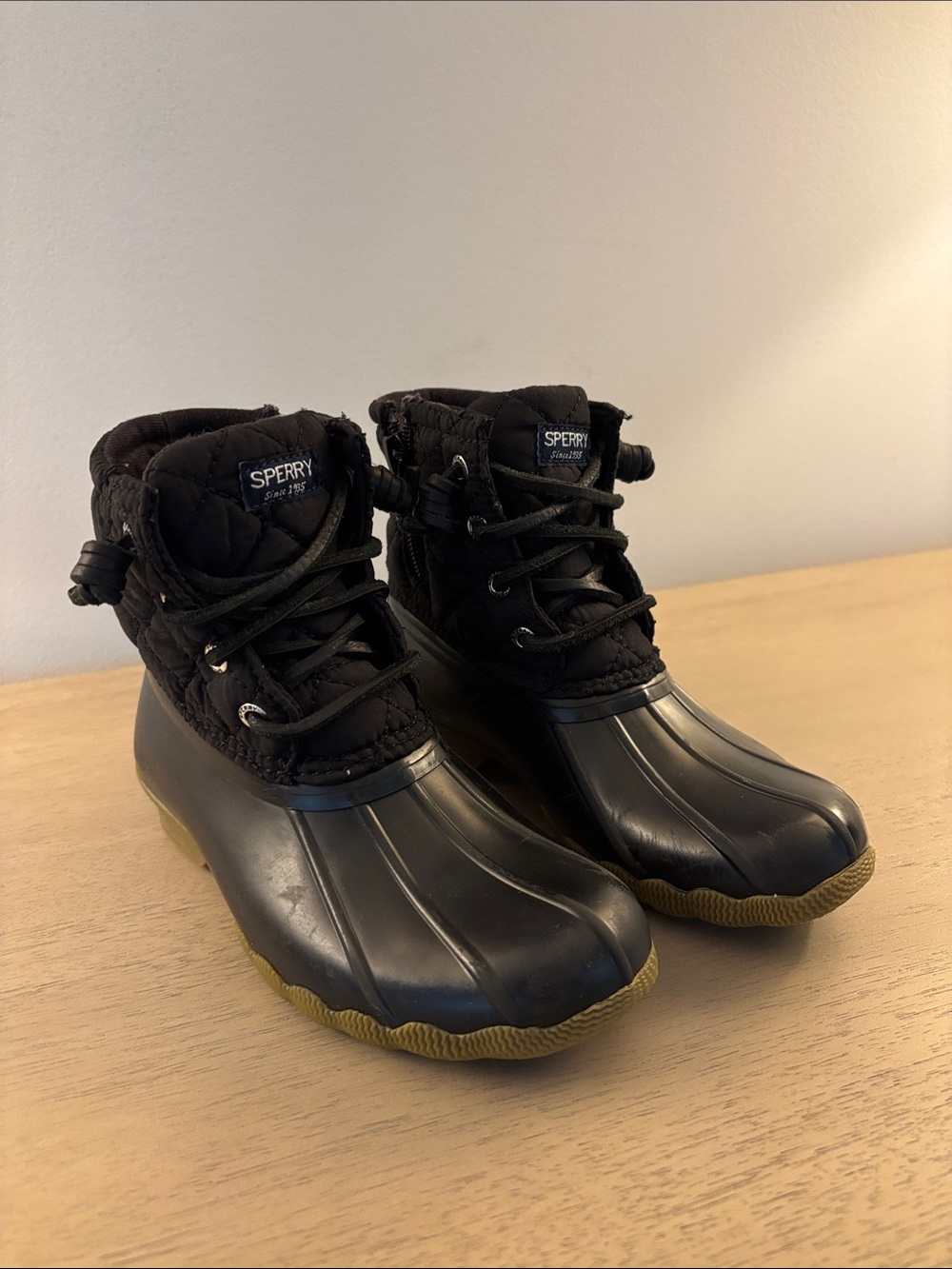 Kids’ Sperry Black Saltwater Duck Boots - Size 12